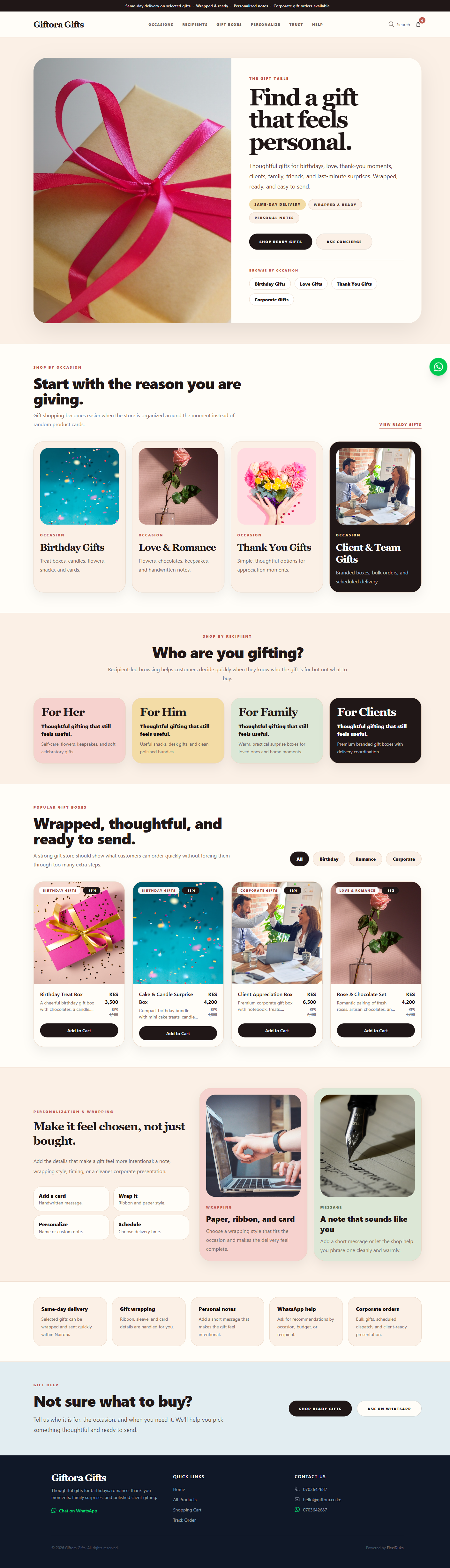 Giftora Gifts shop style preview